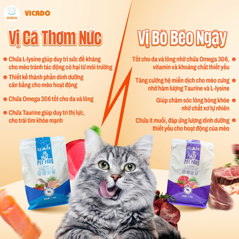 Thức ăn hạt cao cấp Kuake vị bò 1.5kg