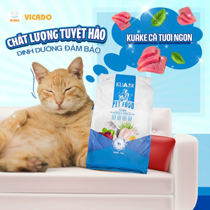 Thức ăn hạt cao cấp Kuake vị cá 1.5kg