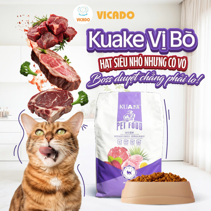 Thức ăn hạt cao cấp Kuake vị bò 1.5kg