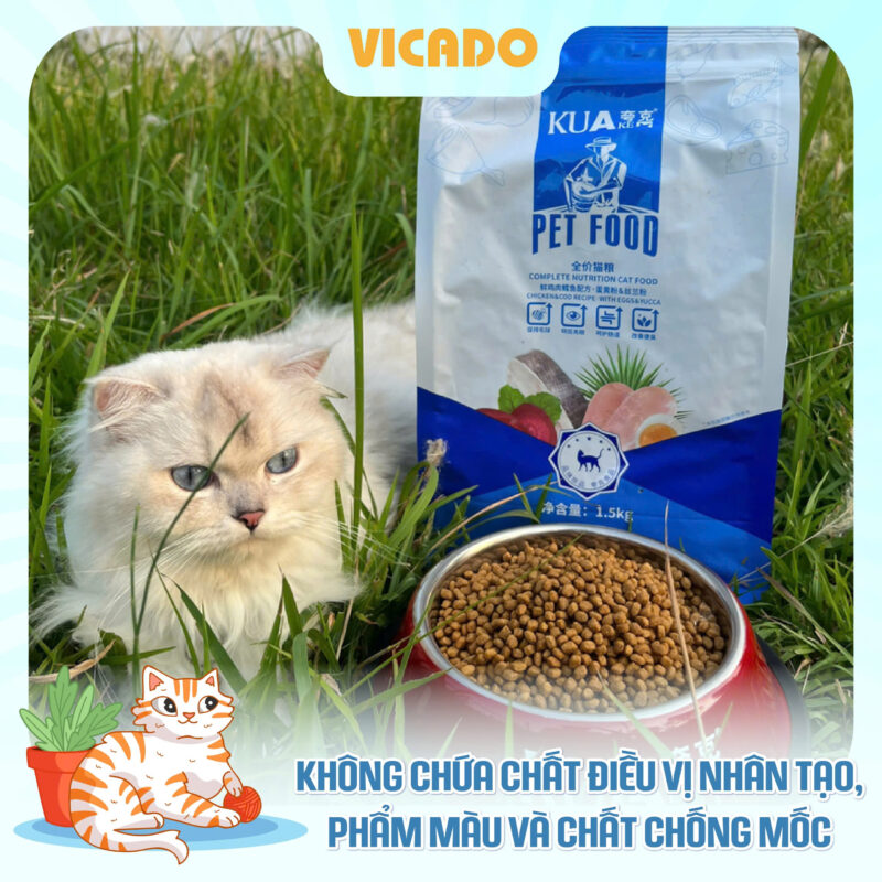 Thức ăn hạt cao cấp Kuake vị cá 1.5kg