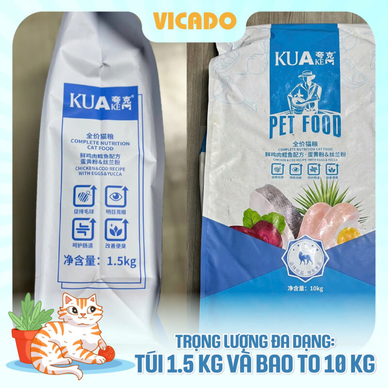 Thức ăn hạt cao cấp Kuake vị cá 1.5kg