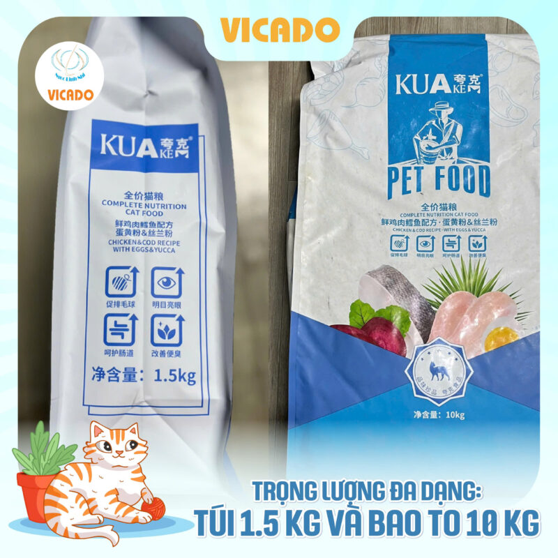 Thức ăn hạt cao cấp Kuake vị cá 1.5kg