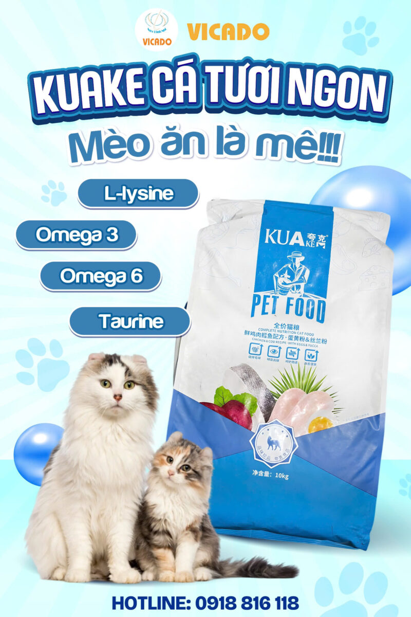 Thức ăn hạt cao cấp Kuake vị cá 10kg