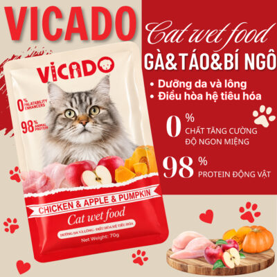 VICADO CHICKEN & APPLE & PUMPKIN CAT WET FOOD ( Pate vị Gà & Táo & Bí Ngô )