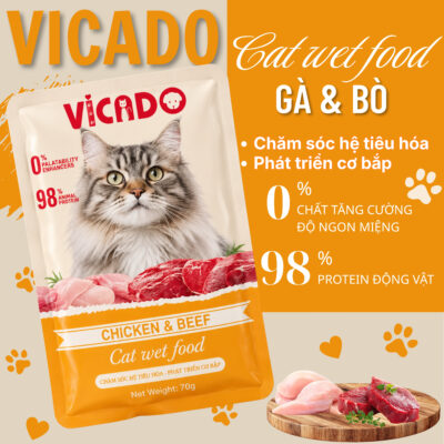 VICADO CHICKEN & BEEF CAT WET FOOD ( Pate Vị Gà & Bò )